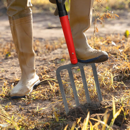 4-Tine Pitch Fork Garden Digging Fork with Fiberglass Handle 43 in
