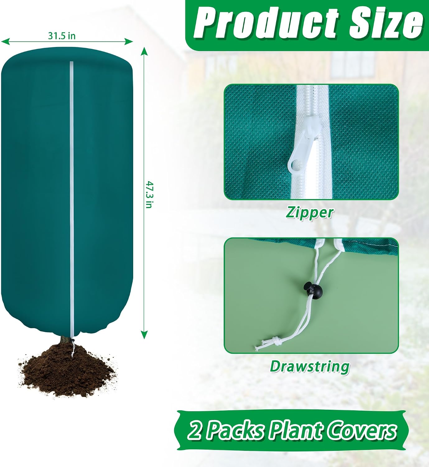 2 Pack Plant Covers Freeze Protection with Zipper & Drawstring