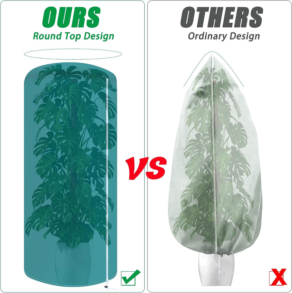 2 Pack Plant Covers Freeze Protection with Zipper & Drawstring