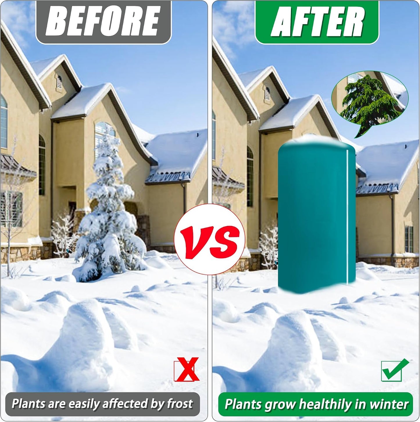 2 Pack Plant Covers Freeze Protection with Zipper & Drawstring
