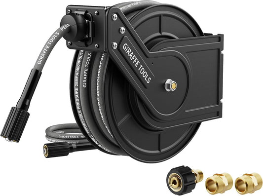 Pressure Washer Hose Reel with Replaceable 60FT Pressure Hose
