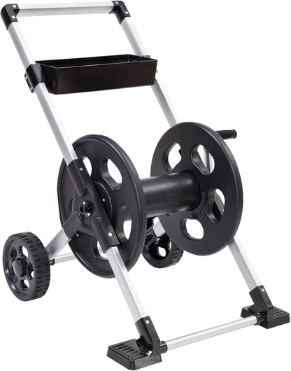 Liberty Garden 304 Explorer Two Wheel Hose Reel Cart, Aluminum, Holds 250-feet of 5/8" Hose, Silver/Black