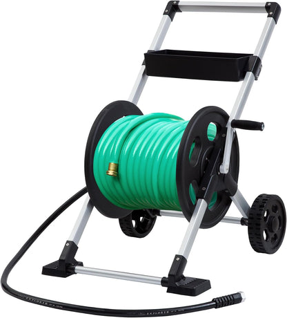 Liberty Garden 304 Explorer Two Wheel Hose Reel Cart, Aluminum, Holds 250-feet of 5/8" Hose, Silver/Black