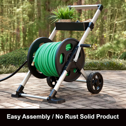 Liberty Garden 304 Explorer Two Wheel Hose Reel Cart, Aluminum, Holds 250-feet of 5/8" Hose, Silver/Black