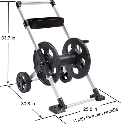 Liberty Garden 304 Explorer Two Wheel Hose Reel Cart, Aluminum, Holds 250-feet of 5/8" Hose, Silver/Black