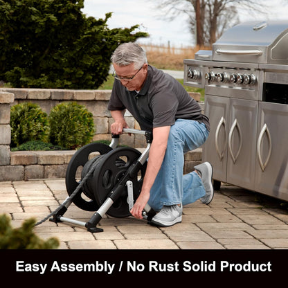 Liberty Garden 304 Explorer Two Wheel Hose Reel Cart, Aluminum, Holds 250-feet of 5/8" Hose, Silver/Black