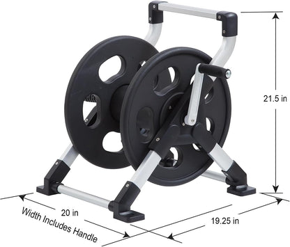 Liberty Garden 304 Explorer Two Wheel Hose Reel Cart, Aluminum, Holds 250-feet of 5/8" Hose, Silver/Black