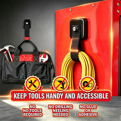 4 Pack Magnetic Hooks with Straps for Hanging Tools and Cords