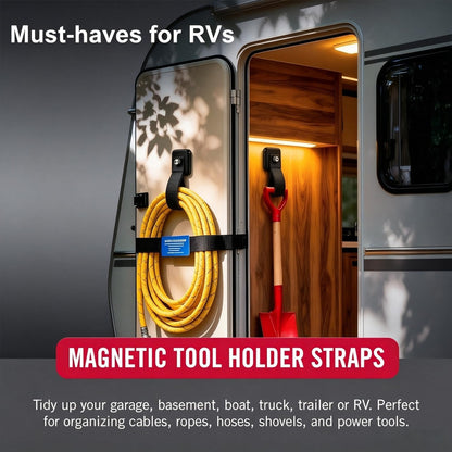 4 Pack Magnetic Hooks with Straps for Hanging Tools and Cords