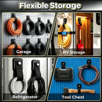 4 Pack Magnetic Hooks with Straps for Hanging Tools and Cords