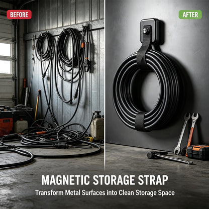 4 Pack Magnetic Hooks with Straps for Hanging Tools and Cords