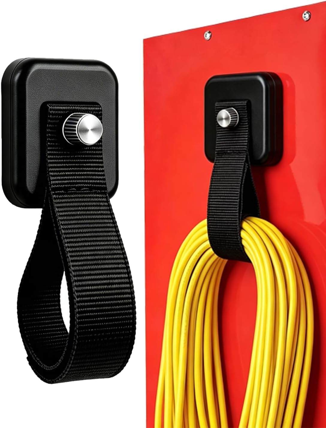 4 Pack Magnetic Hooks with Straps for Hanging Tools and Cords