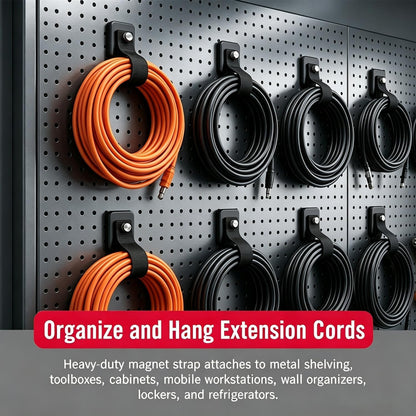 4 Pack Magnetic Hooks with Straps for Hanging Tools and Cords