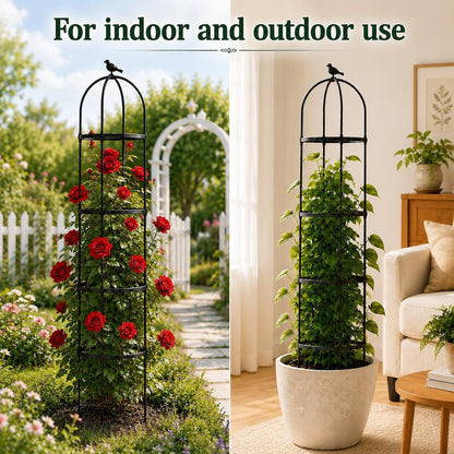 Garden Obelisk Trellis for Climbing Plants,6.3 ft, Black, 2PC