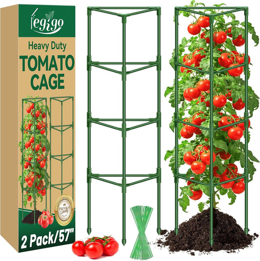 2 Pack 57 Inch Tomato Cage for Garden, Heavy-Duty Tomato Trellis Plant Support Stakes, Adjustable Garden Trellis Plant Cage for Climbing Plants Peppers Outdoor Raised Garden Bed and Vegetables