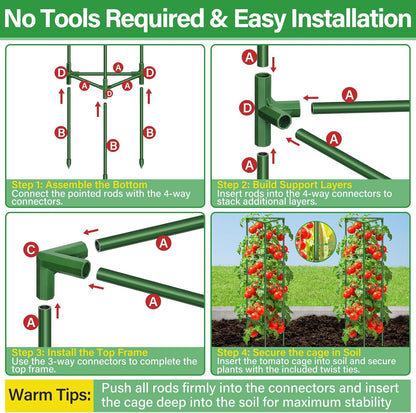 2 Pack 57 Inch Tomato Cage for Garden, Heavy-Duty Tomato Trellis Plant Support Stakes, Adjustable Garden Trellis Plant Cage for Climbing Plants Peppers Outdoor Raised Garden Bed and Vegetables