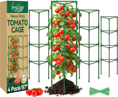 2 Pack 57 Inch Tomato Cage for Garden, Heavy-Duty Tomato Trellis Plant Support Stakes, Adjustable Garden Trellis Plant Cage for Climbing Plants Peppers Outdoor Raised Garden Bed and Vegetables
