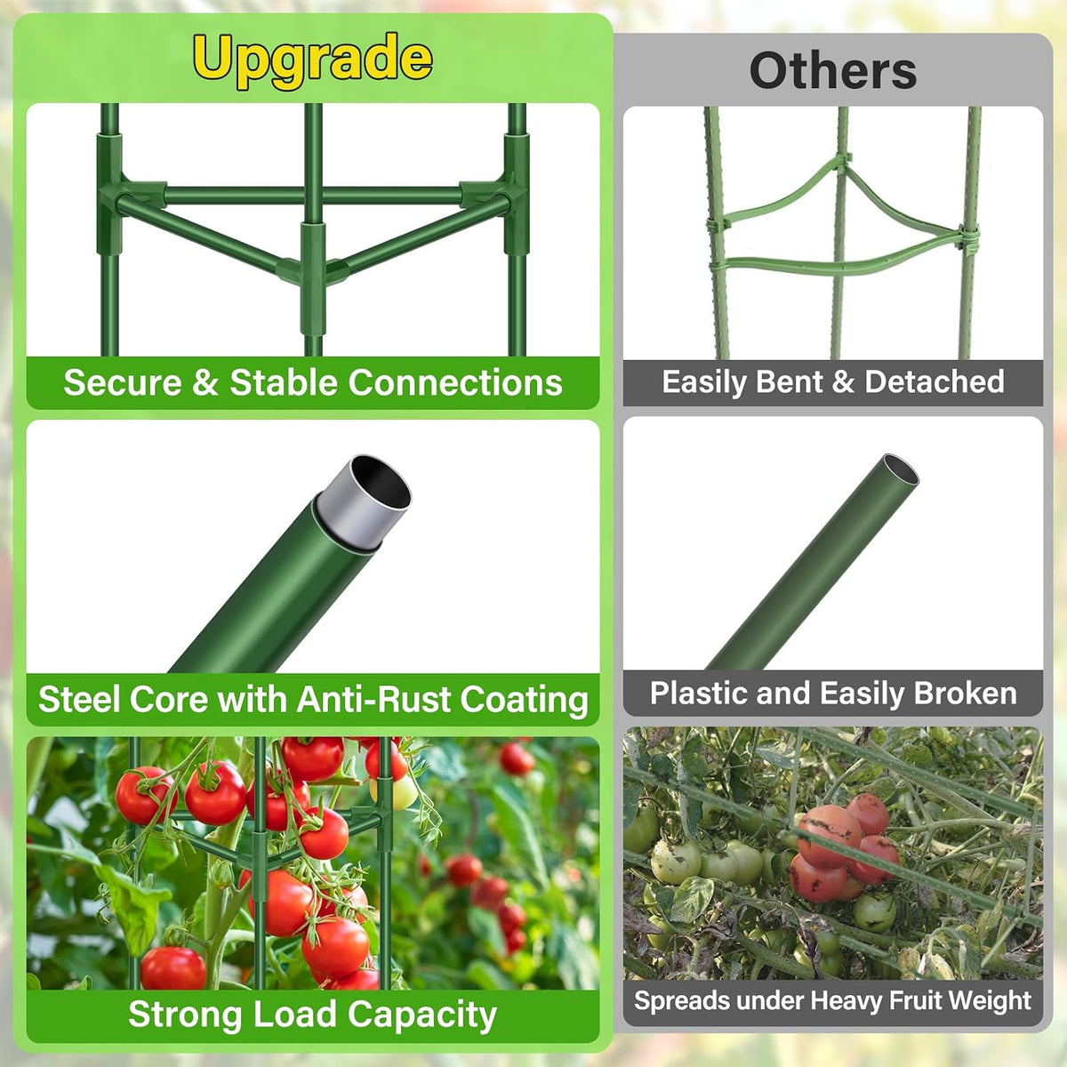 2 Pack 57 Inch Tomato Cage for Garden, Heavy-Duty Tomato Trellis Plant Support Stakes, Adjustable Garden Trellis Plant Cage for Climbing Plants Peppers Outdoor Raised Garden Bed and Vegetables