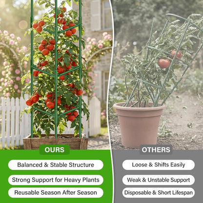 2 Pack 57 Inch Tomato Cage for Garden, Heavy-Duty Tomato Trellis Plant Support Stakes, Adjustable Garden Trellis Plant Cage for Climbing Plants Peppers Outdoor Raised Garden Bed and Vegetables
