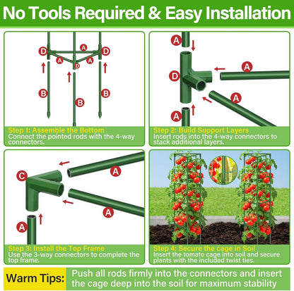 2 Pack 57 Inch Tomato Cage for Garden, Heavy-Duty Tomato Trellis Plant Support Stakes, Adjustable Garden Trellis Plant Cage for Climbing Plants Peppers Outdoor Raised Garden Bed and Vegetables