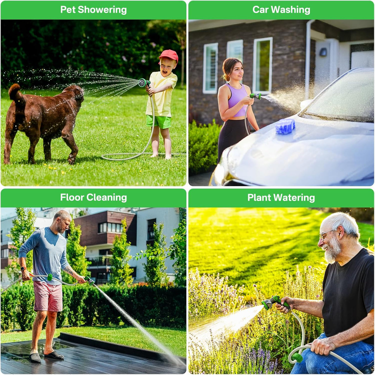 Retractable Garden Hose Reel, 1/2 in x 100 ft Automatic Slow Rewind System & Any Length Lock, Heavy Duty Wall-Mounted Hose Reel with 180° Swivel Bracket,10-Pattern Nozzle for outside Watering,Cleaning