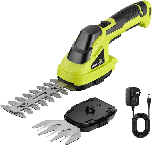 Cordless Grass Shear Bush Trimmer, 2 in 1 Handheld Hedge Trimmer, 7.2V Electric Grass Trimmers, Lightweight Shrubbery Trimmers Battery & Charger Included, Shrub Trimmer for Garden(Green)