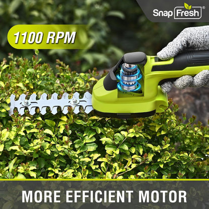 Cordless Grass Shear Bush Trimmer, 2 in 1 Handheld Hedge Trimmer, 7.2V Electric Grass Trimmers, Lightweight Shrubbery Trimmers Battery & Charger Included, Shrub Trimmer for Garden(Green)