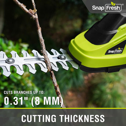 Cordless Grass Shear Bush Trimmer, 2 in 1 Handheld Hedge Trimmer, 7.2V Electric Grass Trimmers, Lightweight Shrubbery Trimmers Battery & Charger Included, Shrub Trimmer for Garden(Green)