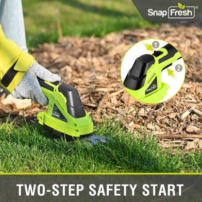 Cordless Grass Shear Bush Trimmer, 2 in 1 Handheld Hedge Trimmer, 7.2V Electric Grass Trimmers, Lightweight Shrubbery Trimmers Battery & Charger Included, Shrub Trimmer for Garden(Green)