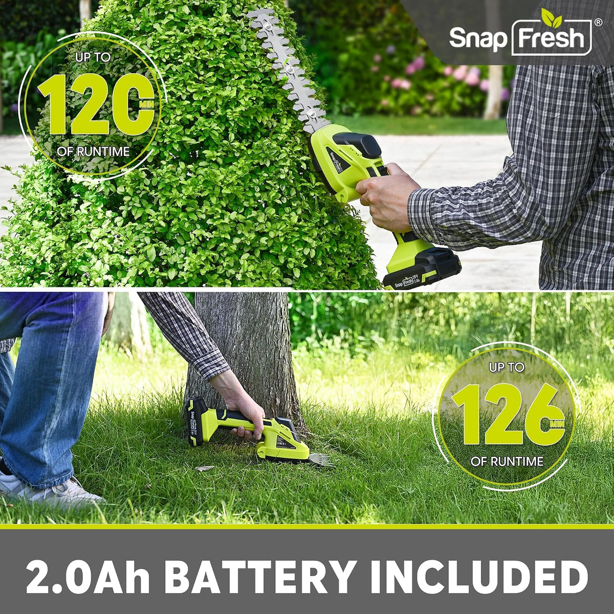 Cordless Grass Shear Bush Trimmer, 2 in 1 Handheld Hedge Trimmer, 7.2V Electric Grass Trimmers, Lightweight Shrubbery Trimmers Battery & Charger Included, Shrub Trimmer for Garden(Green)