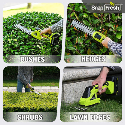 Cordless Grass Shear Bush Trimmer, 2 in 1 Handheld Hedge Trimmer, 7.2V Electric Grass Trimmers, Lightweight Shrubbery Trimmers Battery & Charger Included, Shrub Trimmer for Garden(Green)