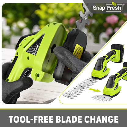 Cordless Grass Shear Bush Trimmer, 2 in 1 Handheld Hedge Trimmer, 7.2V Electric Grass Trimmers, Lightweight Shrubbery Trimmers Battery & Charger Included, Shrub Trimmer for Garden(Green)
