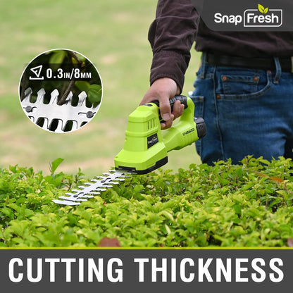 Cordless Grass Shear Bush Trimmer, 2 in 1 Handheld Hedge Trimmer, 7.2V Electric Grass Trimmers, Lightweight Shrubbery Trimmers Battery & Charger Included, Shrub Trimmer for Garden(Green)