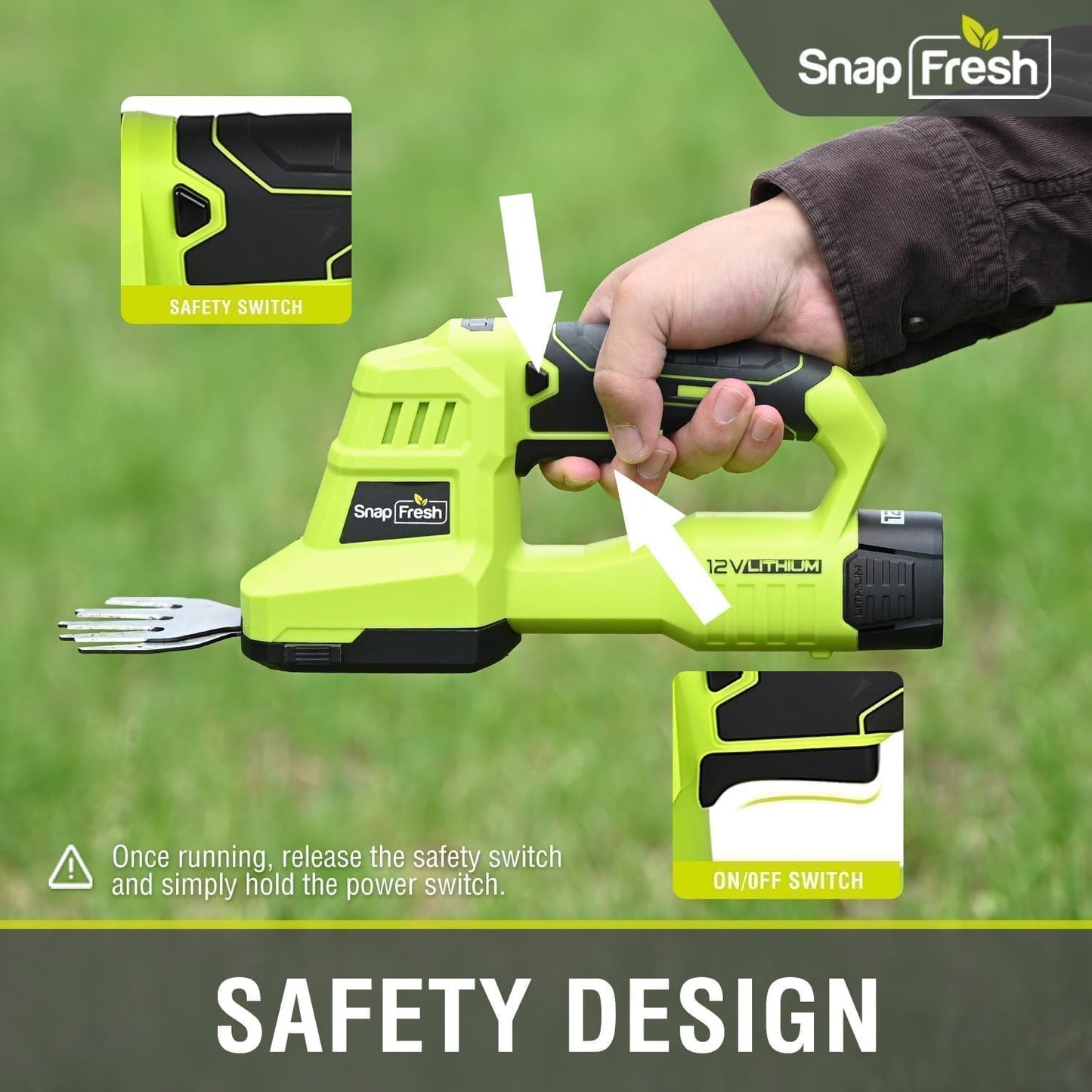 Cordless Grass Shear Bush Trimmer, 2 in 1 Handheld Hedge Trimmer, 7.2V Electric Grass Trimmers, Lightweight Shrubbery Trimmers Battery & Charger Included, Shrub Trimmer for Garden(Green)