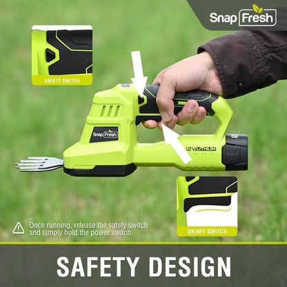 Cordless Grass Shear Bush Trimmer, 2 in 1 Handheld Hedge Trimmer, 7.2V Electric Grass Trimmers, Lightweight Shrubbery Trimmers Battery & Charger Included, Shrub Trimmer for Garden(Green)