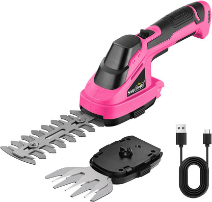 Cordless Grass Shear Bush Trimmer, 2 in 1 Handheld Hedge Trimmer, 7.2V Electric Grass Trimmers, Lightweight Shrubbery Trimmers Battery & Charger Included, Shrub Trimmer for Garden(Green)