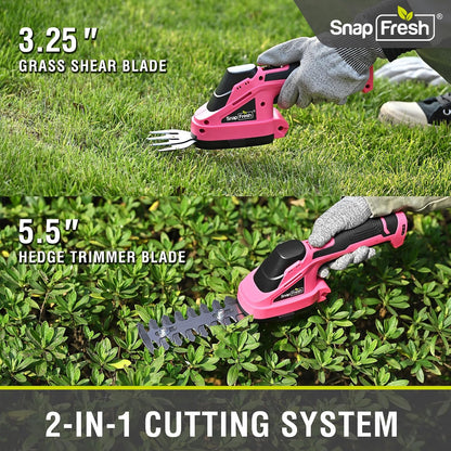 Cordless Grass Shear Bush Trimmer, 2 in 1 Handheld Hedge Trimmer, 7.2V Electric Grass Trimmers, Lightweight Shrubbery Trimmers Battery & Charger Included, Shrub Trimmer for Garden(Green)