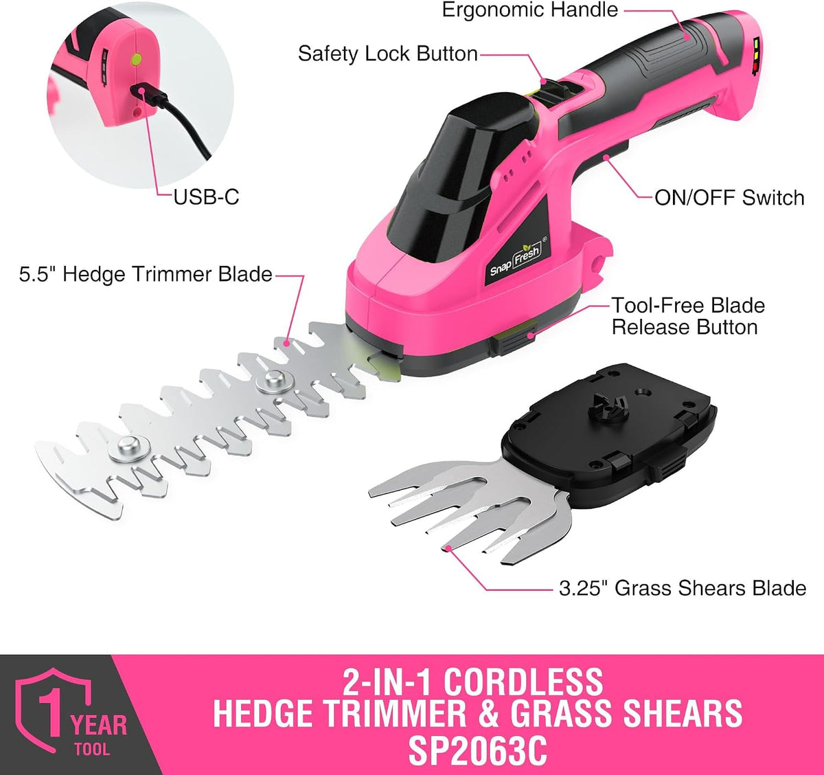 Cordless Grass Shear Bush Trimmer, 2 in 1 Handheld Hedge Trimmer, 7.2V Electric Grass Trimmers, Lightweight Shrubbery Trimmers Battery & Charger Included, Shrub Trimmer for Garden(Green)