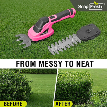 Cordless Grass Shear Bush Trimmer, 2 in 1 Handheld Hedge Trimmer, 7.2V Electric Grass Trimmers, Lightweight Shrubbery Trimmers Battery & Charger Included, Shrub Trimmer for Garden(Green)