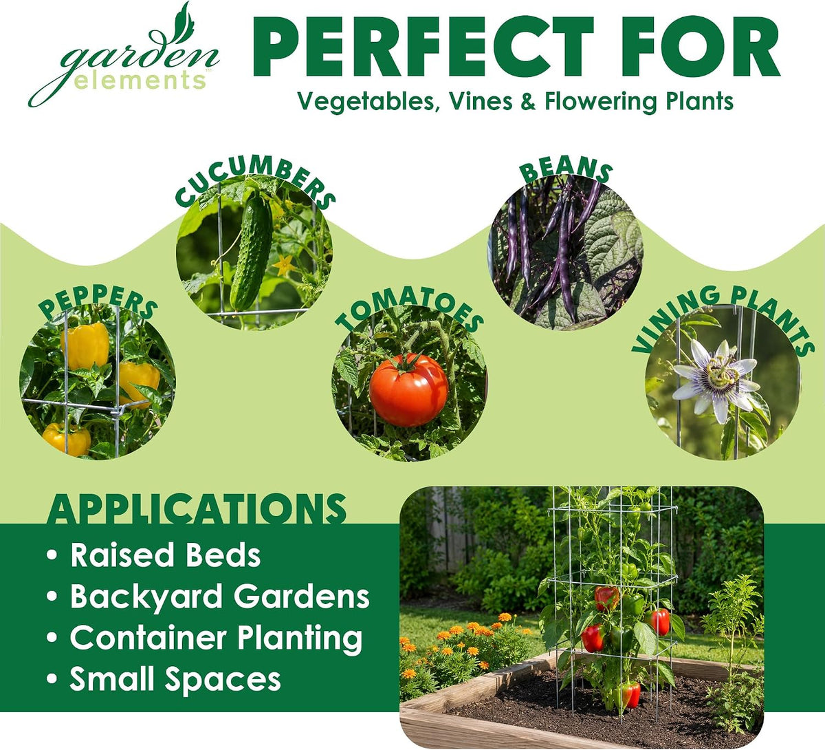 Square Tomato Cage, 58 Inch (Pack of 3) – Heavy Duty Galvanized Steel Plant Support, Collapsible Garden Trellis with 8-Leg Stability for Climbing Vegetables & Vines