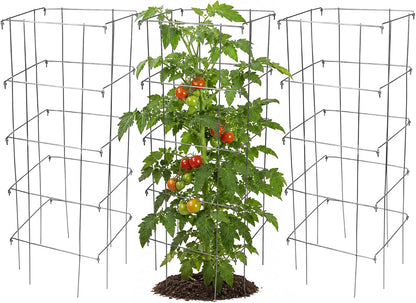 Square Tomato Cage, 58 Inch (Pack of 3) – Heavy Duty Galvanized Steel Plant Support, Collapsible Garden Trellis with 8-Leg Stability for Climbing Vegetables & Vines