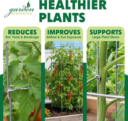 Square Tomato Cage, 58 Inch (Pack of 3) – Heavy Duty Galvanized Steel Plant Support, Collapsible Garden Trellis with 8-Leg Stability for Climbing Vegetables & Vines