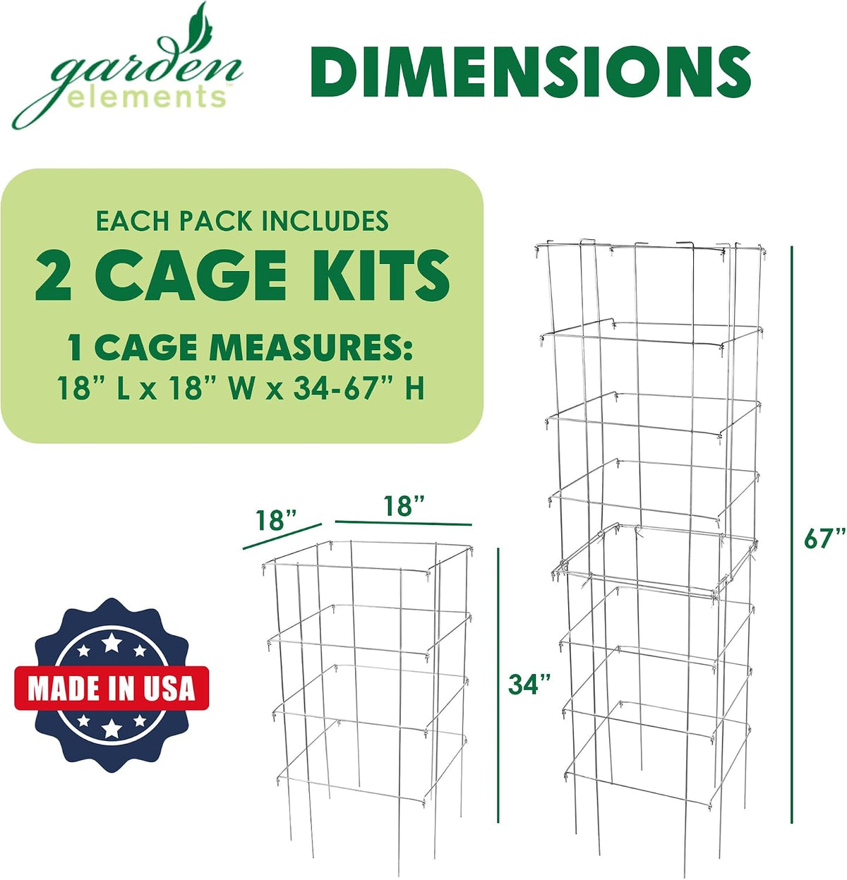 Square Tomato Cage, 58 Inch (Pack of 3) – Heavy Duty Galvanized Steel Plant Support, Collapsible Garden Trellis with 8-Leg Stability for Climbing Vegetables & Vines