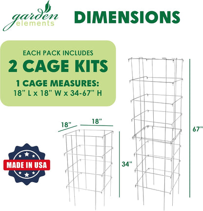Square Tomato Cage, 58 Inch (Pack of 3) – Heavy Duty Galvanized Steel Plant Support, Collapsible Garden Trellis with 8-Leg Stability for Climbing Vegetables & Vines