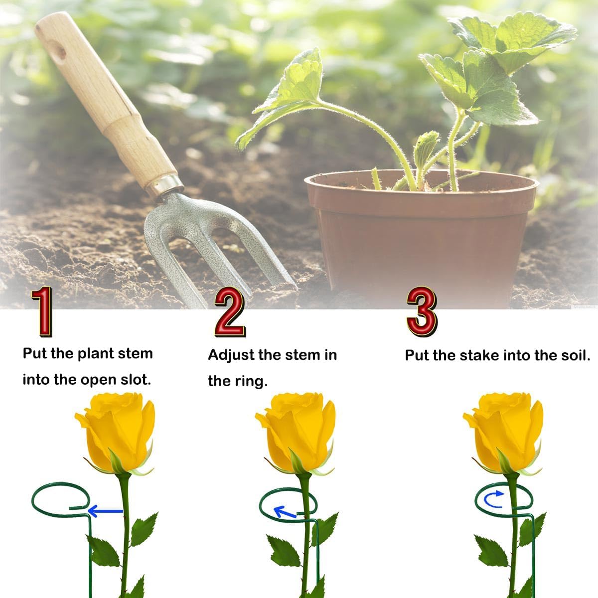 20 Pieces 16 inch Green Single Stem Plant Stakes Garden Plant Support Rings Flower Support Hoops Prop for Amaryllis Orchid Lily Rose Peony Gladiolus