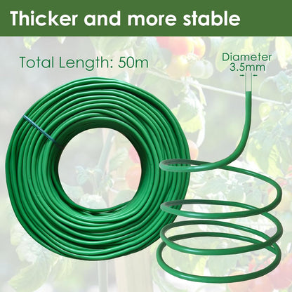 Soft Plant Tie Garden Plant Twist Tie TPR Plant Supply, for Supporting and Fixing Garden Planting Branches Vines, Stems, for Garden, Office, Home Organizing (65.6ft /3.5mm Diameter, Green)