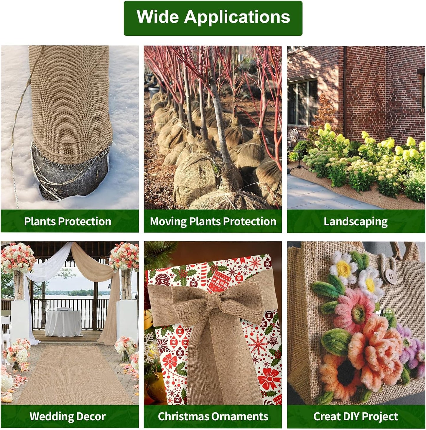 15.7in x19.7ft Natural Burlap Fabric Roll,Gardening Burlap Roll,High Density Jute Material for Winter Plants Tree Cover Protection,Landscaping Wedding Party Decor