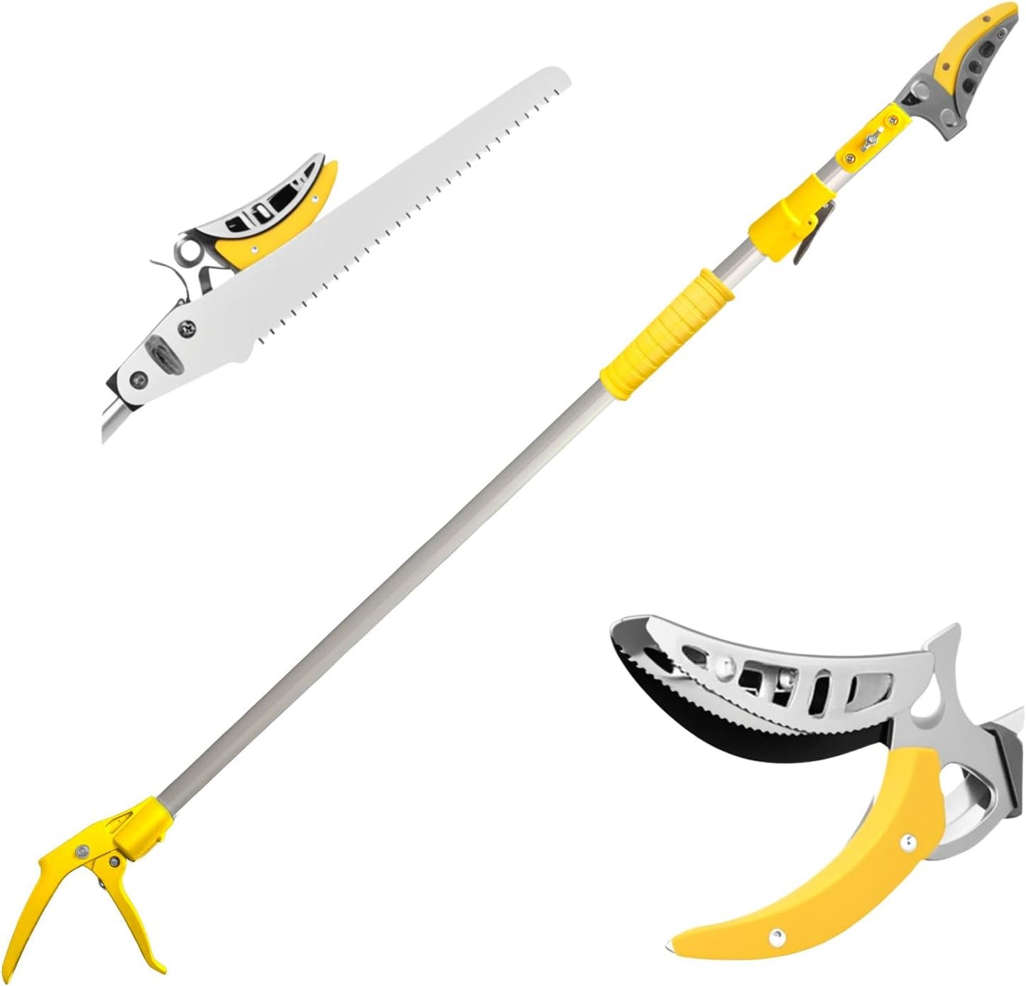 Telescopic Pole Pruner & Fruit Picker with Locking Adjustable Head