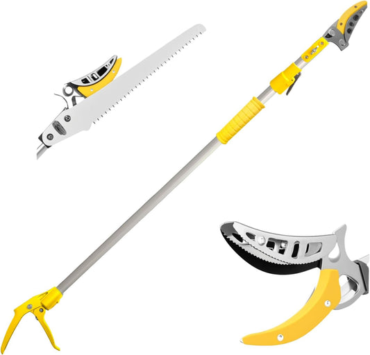 Telescopic Pole Pruner & Fruit Picker with Locking Adjustable Head