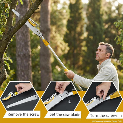 Telescopic Pole Pruner & Fruit Picker with Locking Adjustable Head